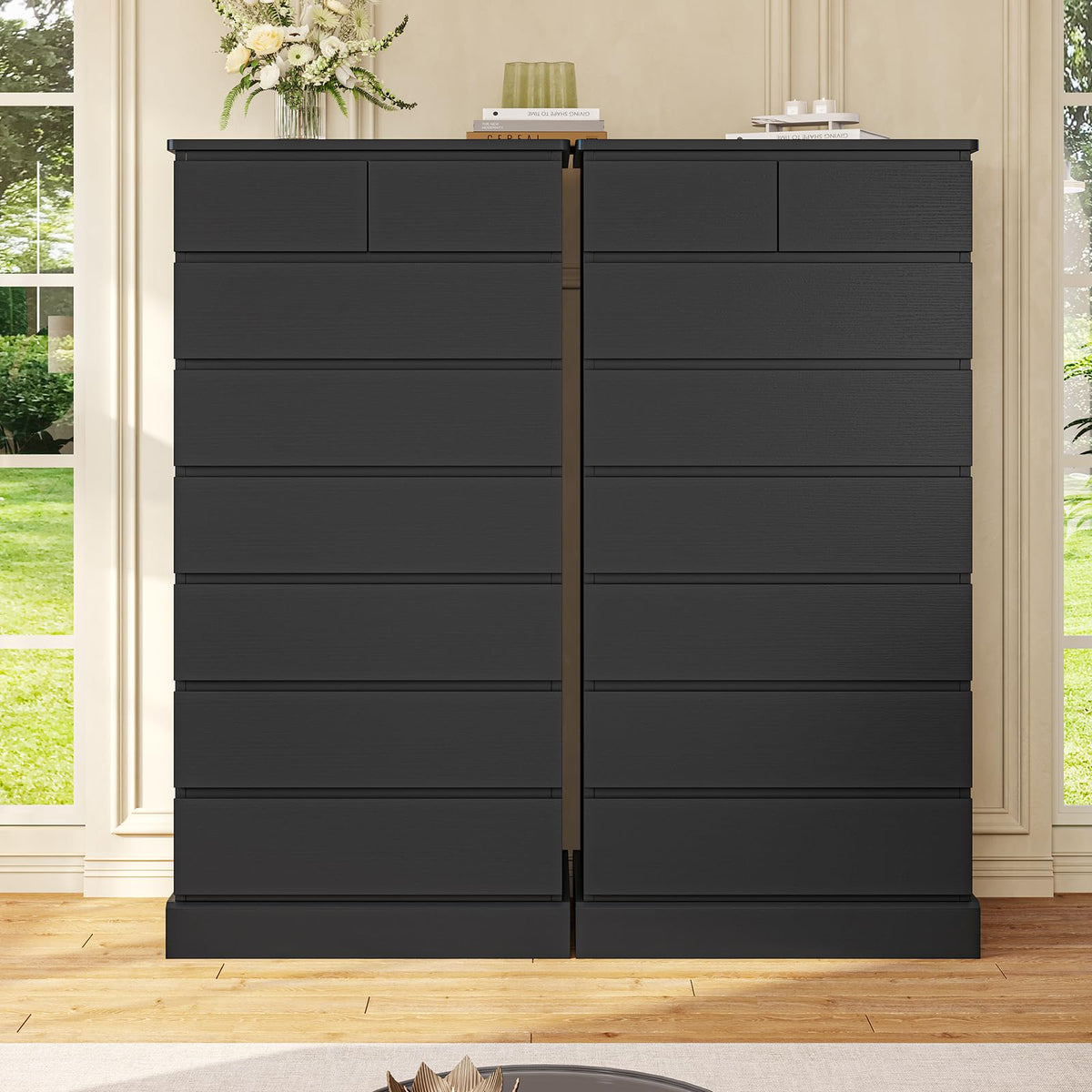 Black 8 Drawer Wood Dresser S7155