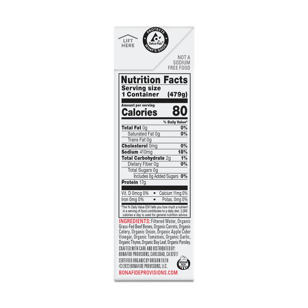Organic Beef Bone Broth No Salt Added 16.9oz 6 Pack U52501