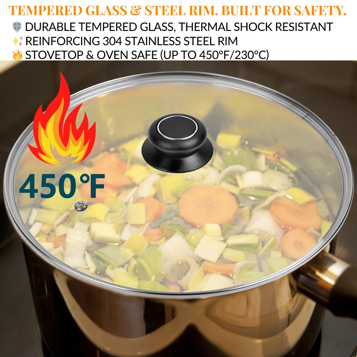 12 Inch Tempered Glass Lid for Frying Pan & Skillet T3168