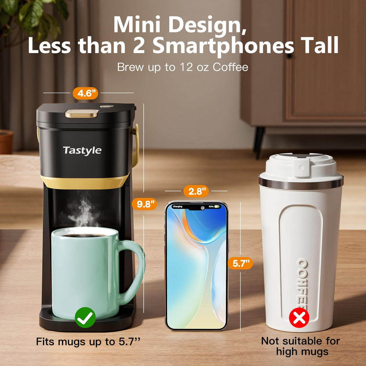 Mini Single Serve Coffee Maker with 30 Descaler Tablets G708394