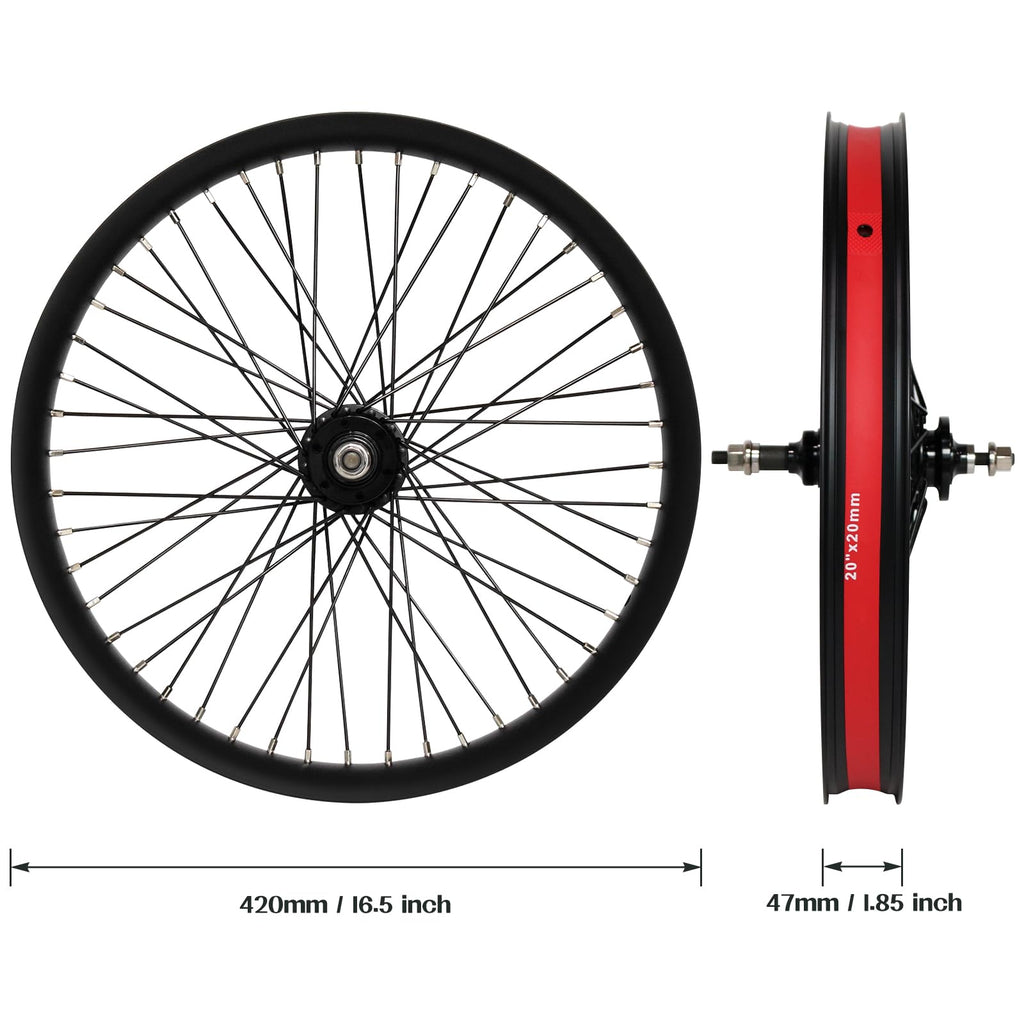 20"/26" Heavy Duty Bike Wheelset, Front and Rear, 12 Gauge 48 Spokes, Double Wall Aluminum Alloy Disc Brake MTB I21130