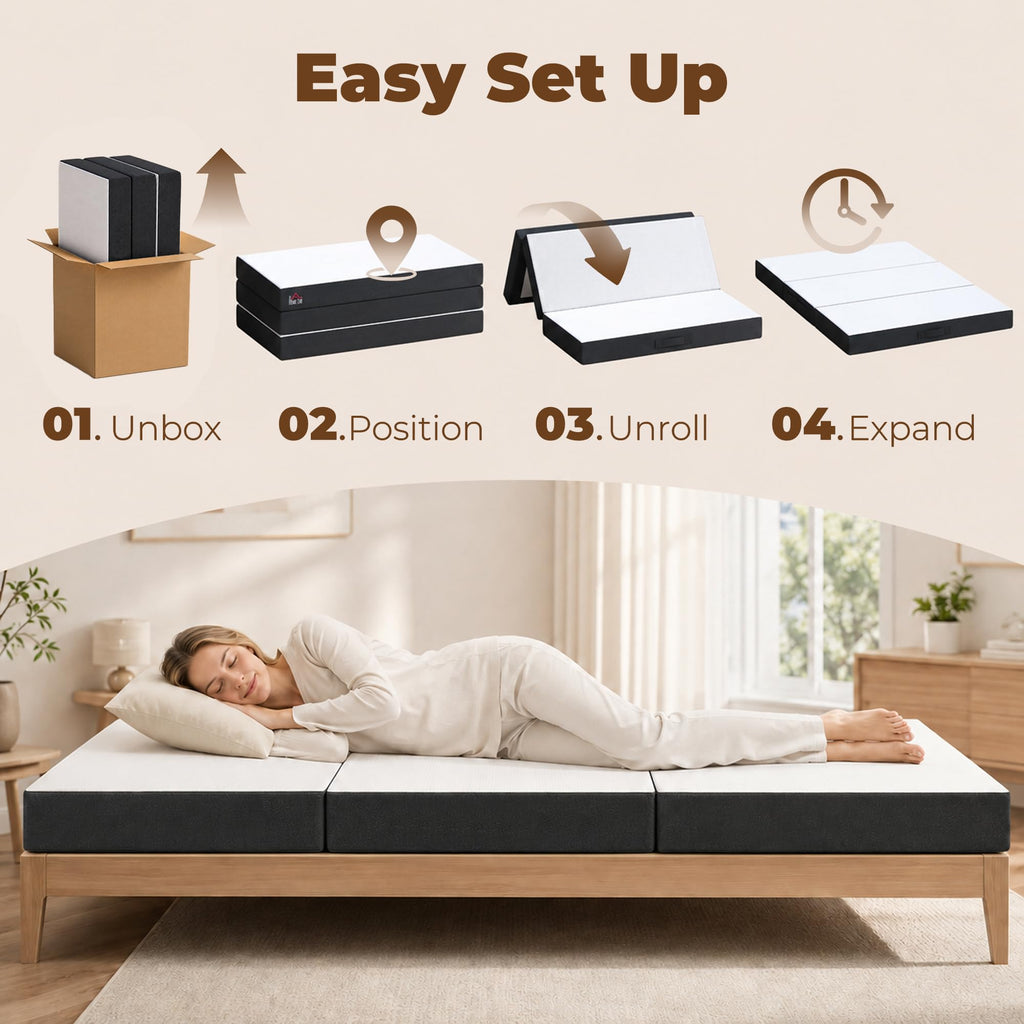 6 Inch Memory Foam Queen Trifold Mattress E827644