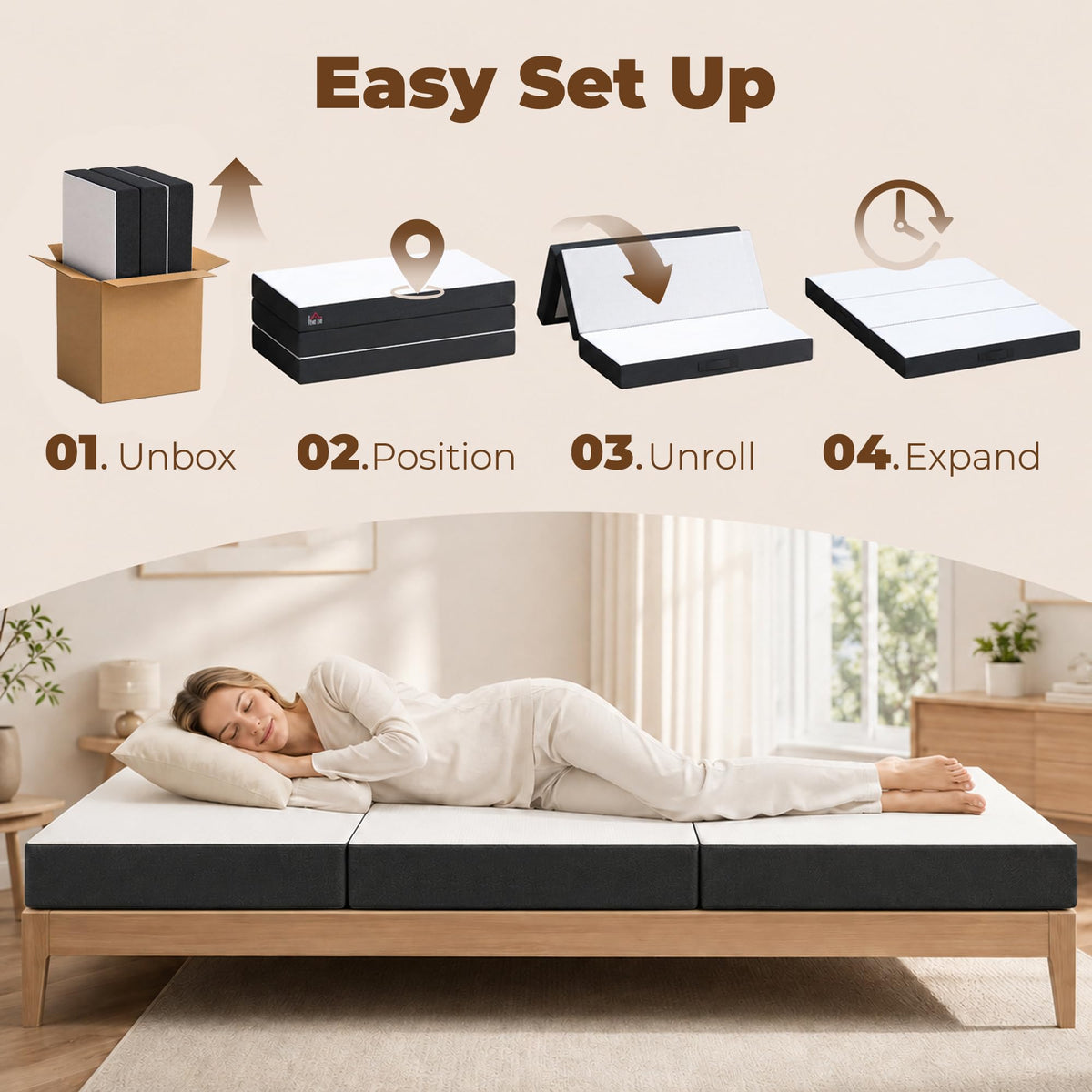 6 Inch Memory Foam Queen Trifold Mattress E827644