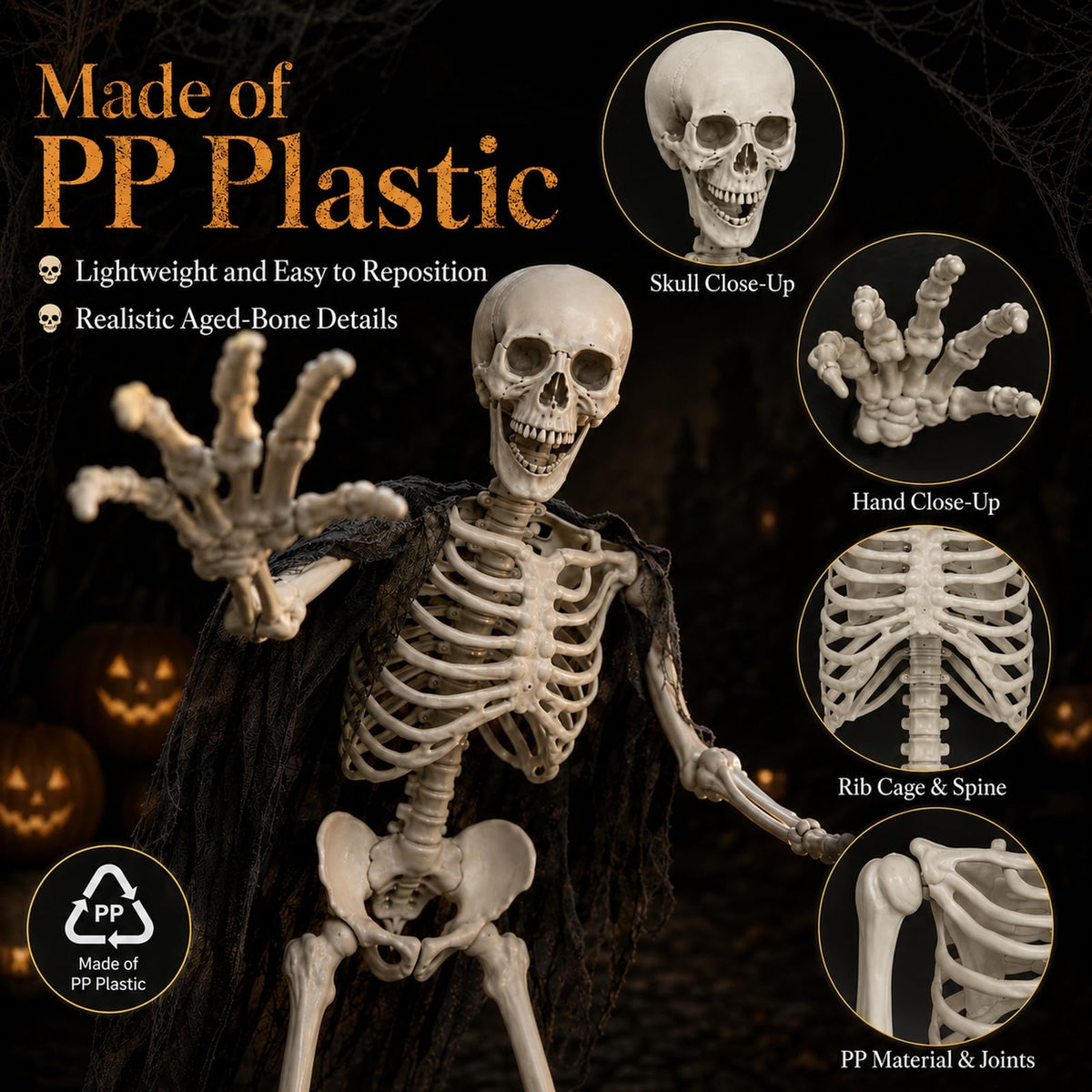 5.4 ft Full Body Plastic Skeleton Prop O448
