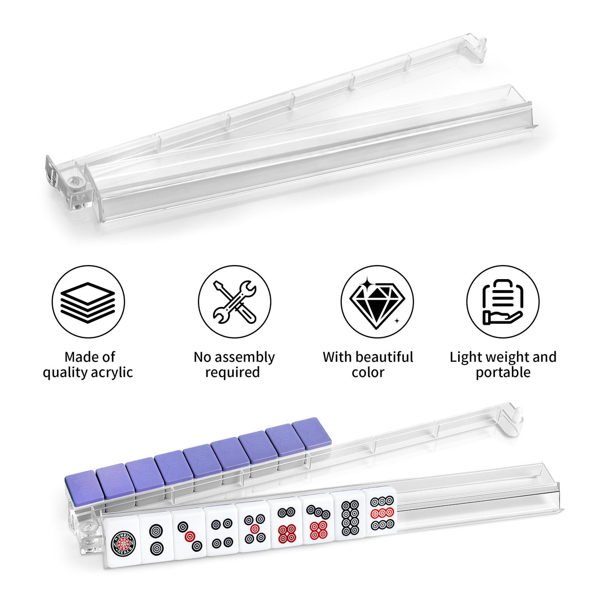 4-Piece Acrylic Mahjong Rack Set with Pushers G1979