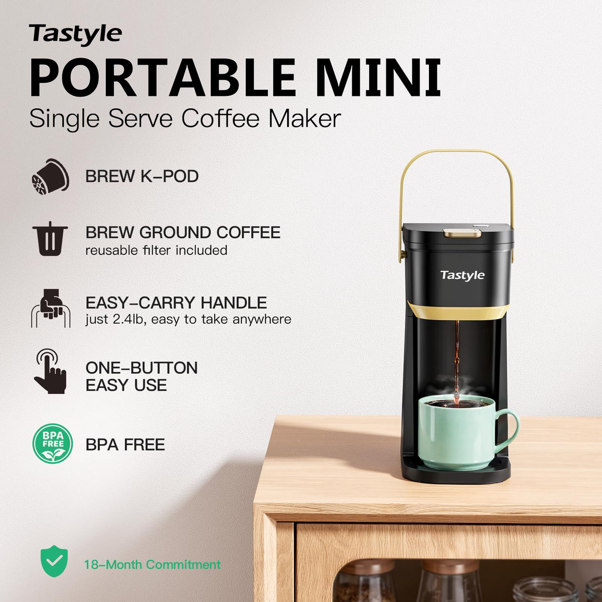 Mini Single Serve Coffee Maker with 30 Descaler Tablets G708394