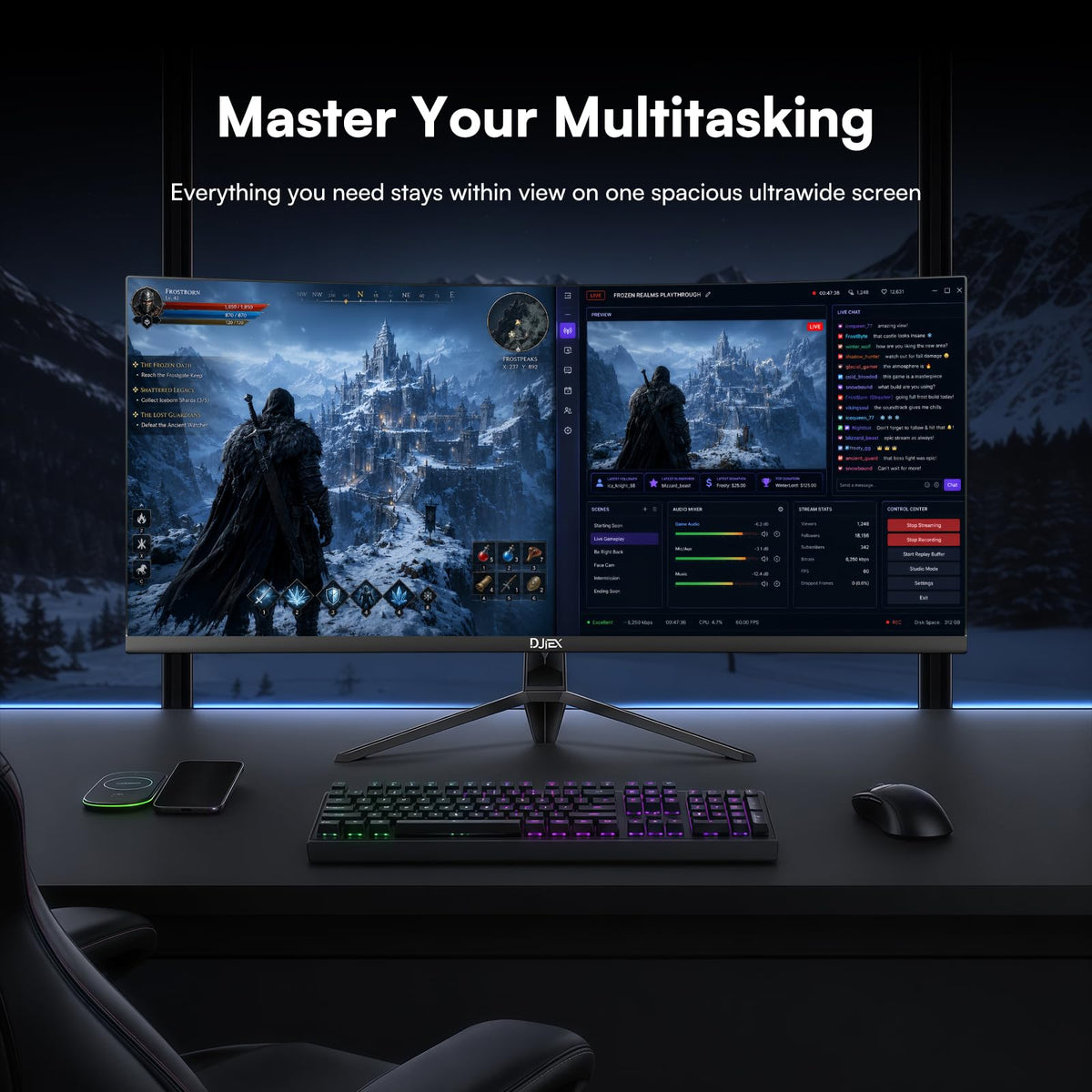 34 Inch Ultrawide Curved Gaming Monitor WQHD 165Hz 1500R R2834