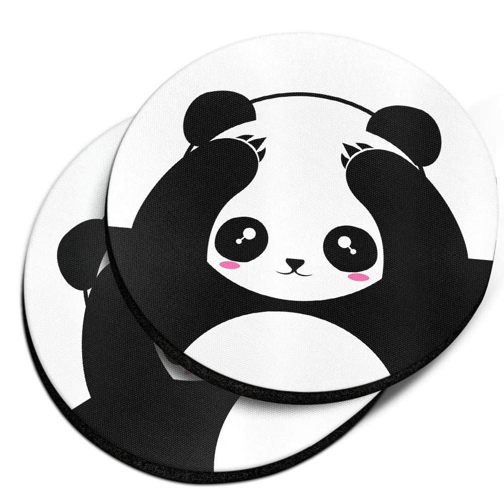 Black White Absorbent Round Car Coasters 2pcs Set M200