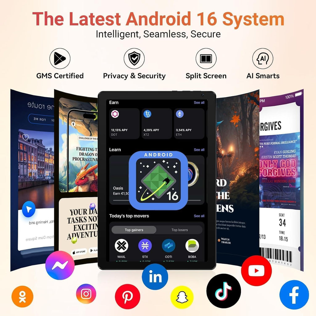 10.1" Android 16 Tablet Octa-core 36GB+128GB Dual Camera A2061