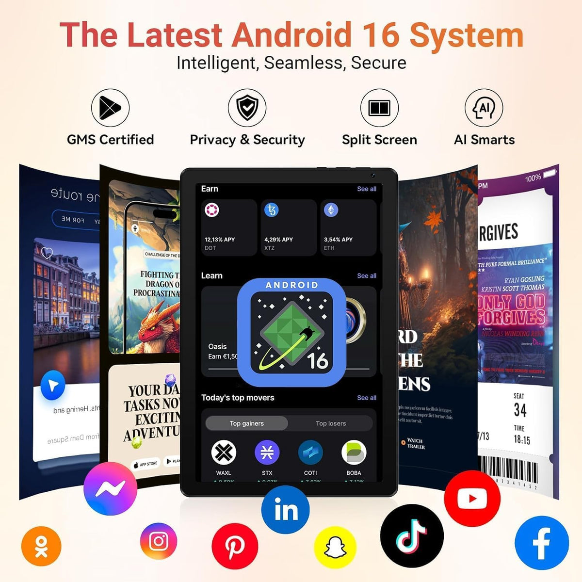 10.1" Android 16 Tablet Octa-core 36GB+128GB Dual Camera A2061