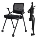2 Pack Black Mesh Folding Office Chairs with Wheels E1929