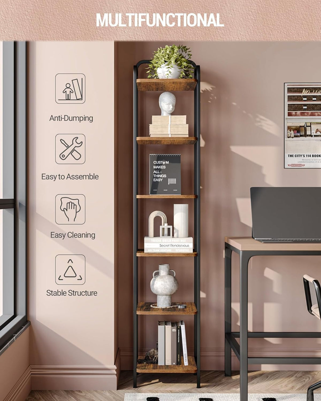 Narrow Industrial Bookcase I938920