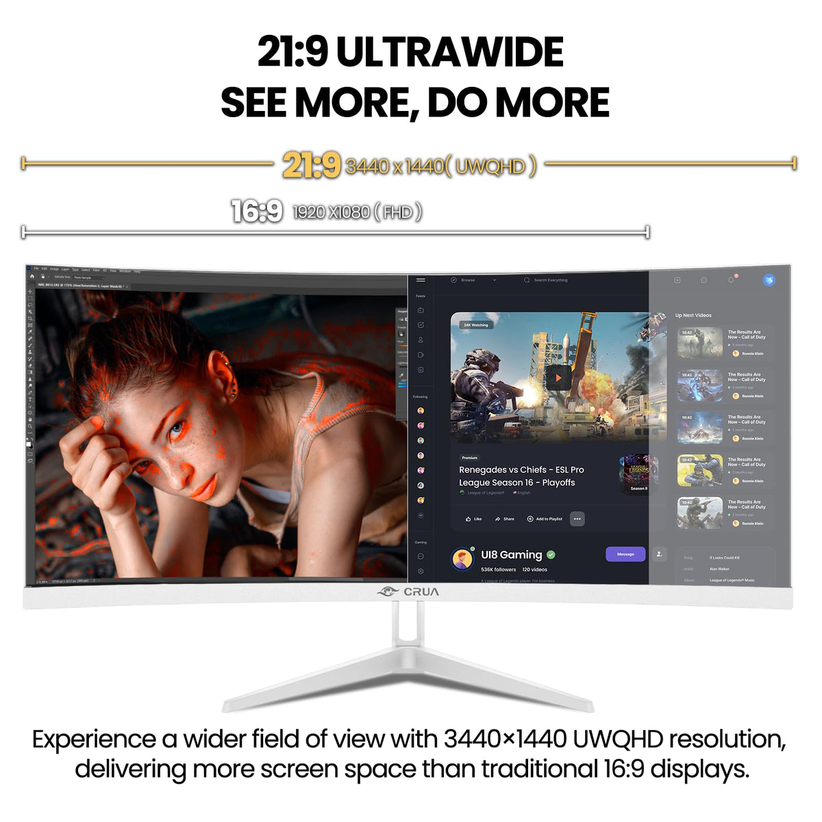 34 Inch 21:9 UWQHD 100Hz IPS Ultrawide Curved Monitor K52417