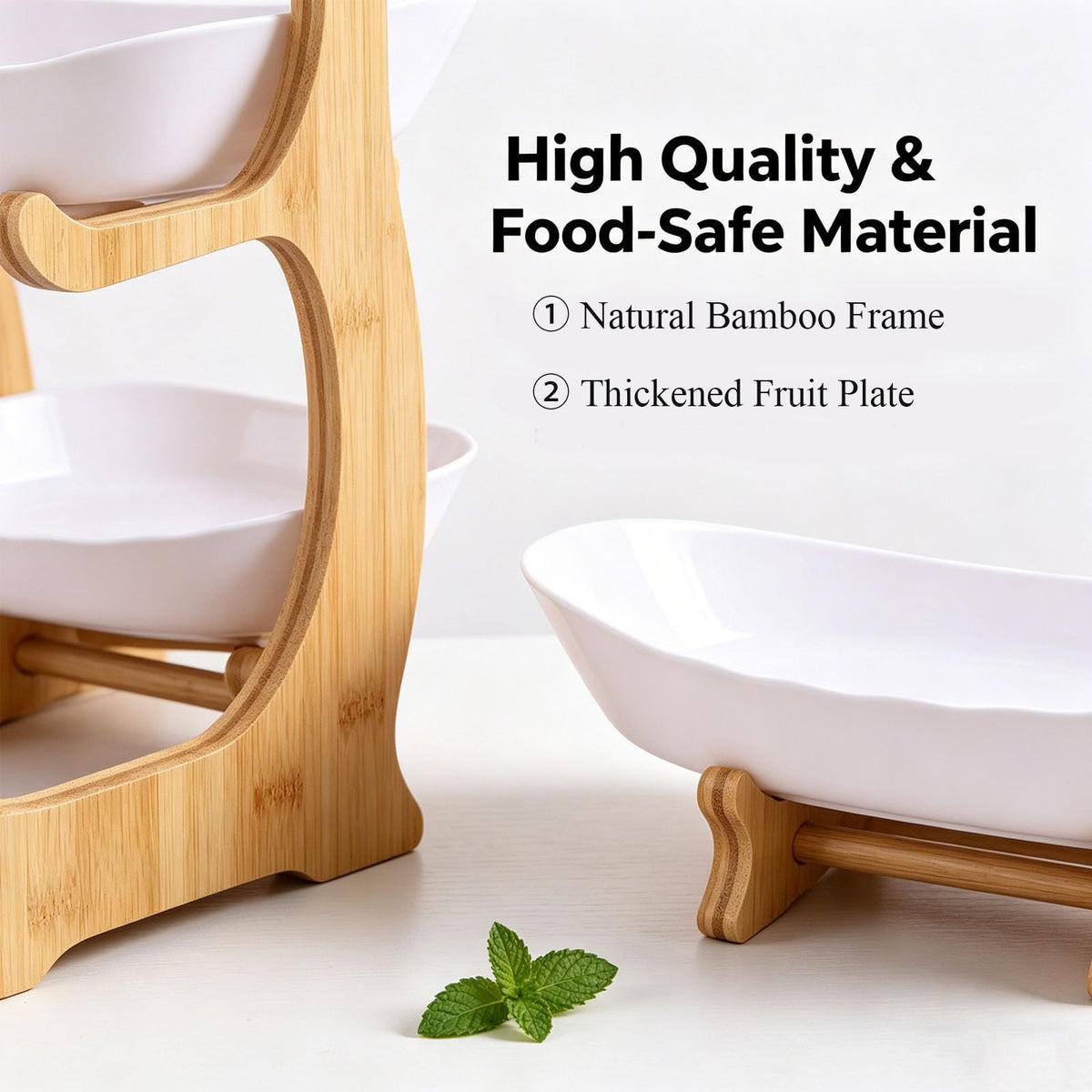3 Tier Oval Fruit Basket with Bamboo Stand G878291