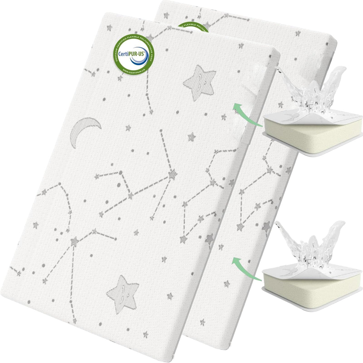 38x26 Waterproof Pack and Play Mattress Pad 2 Pack V3544