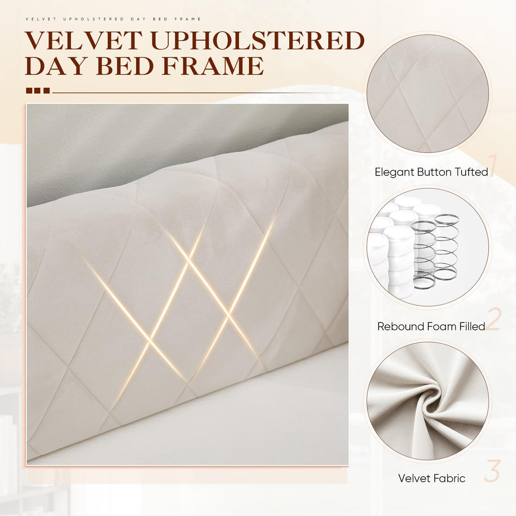 Twin Size Velvet Upholstered Daybed with Trundle C973361