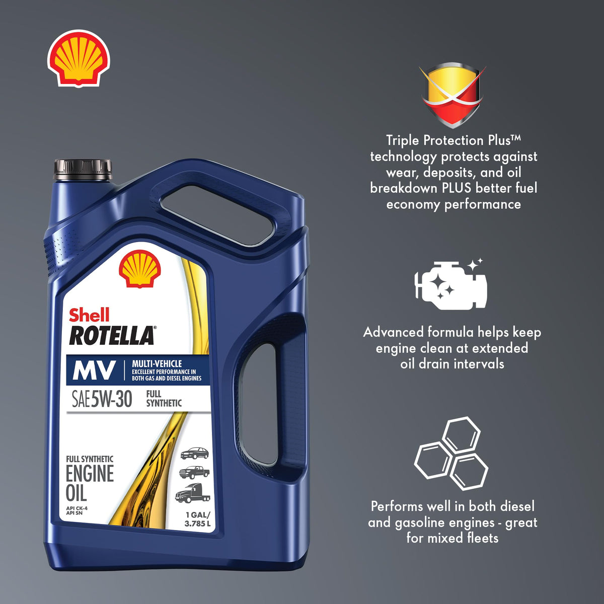 Full Synthetic 5W-30 Diesel Engine Oil, 1 Gallon (3 Pack) C793114