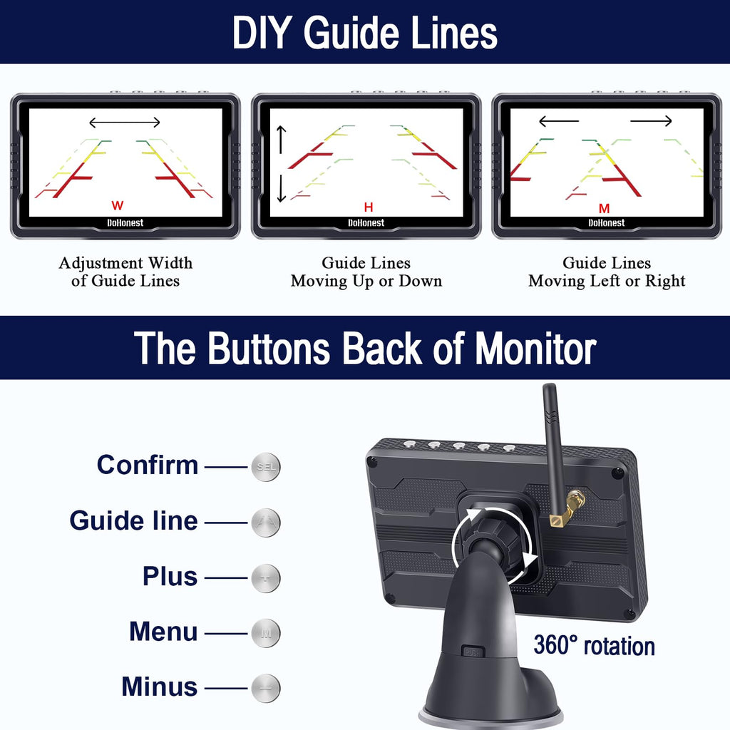 Wireless Solar Magnetic Backup Camera HD 1080P 5'' Monitor Kit S152643