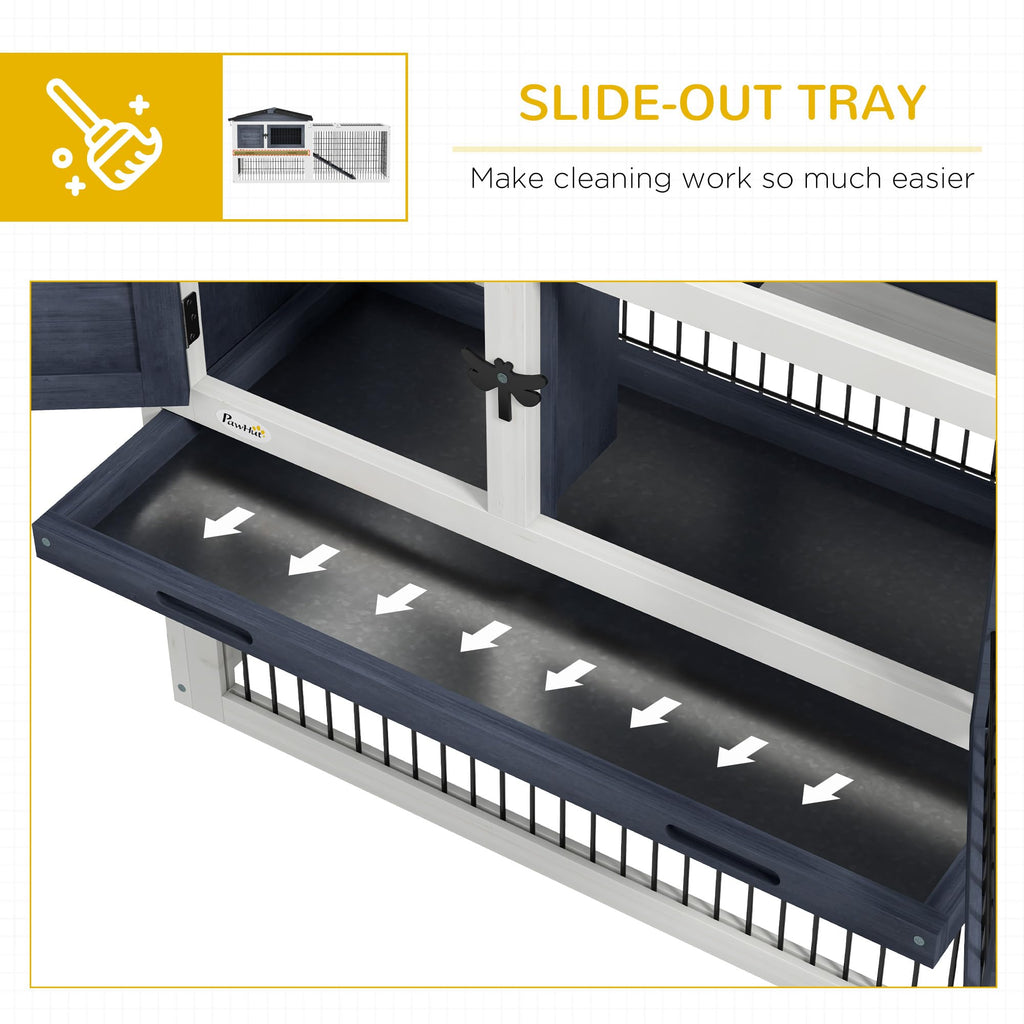 2 Levels Outdoor Rabbit Hutch Dark Gray P771