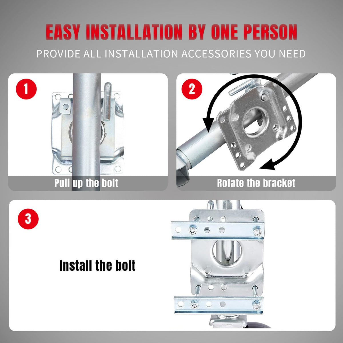 1000 lbs Swivel Boat Trailer Jack with Wheel D880