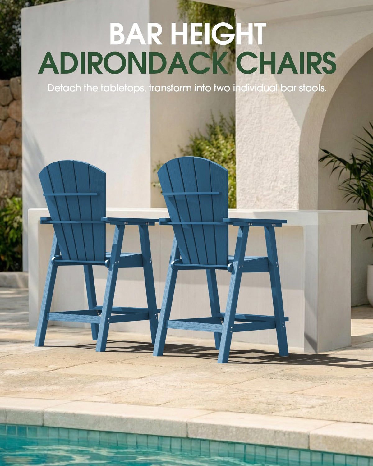 Navy Blue Adirondack Chairs Set of 2 with Table Trays B33233