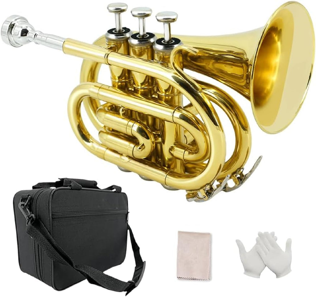 Bb Flat Brass Pocket Trumpet with 7C Mouthpiece H933