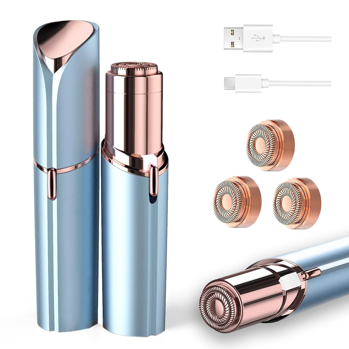 Facial Hair Removal USB Rechargeable 3 Replacement Heads W335