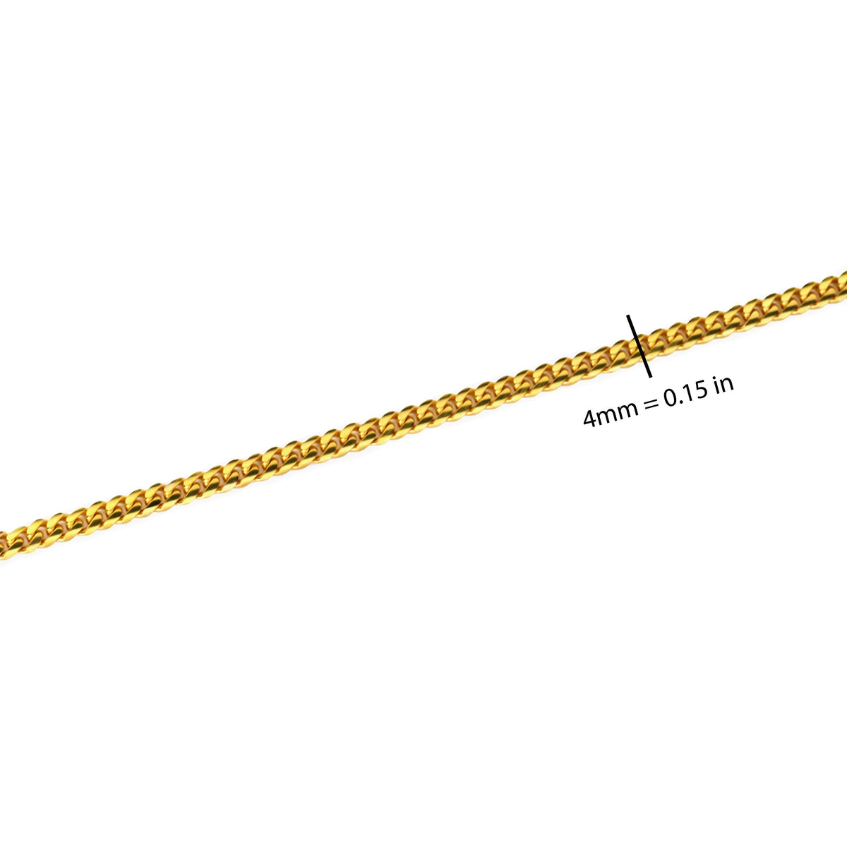 10K Yellow Gold 4mm Cuban Link Chain Necklace K879