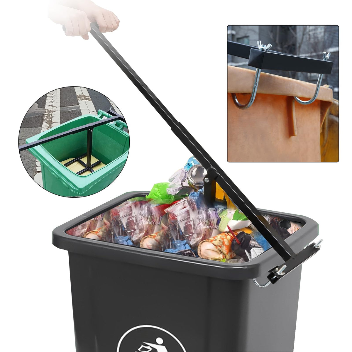 Manual Trash Compactor Hand Tool for Wheelie Bins E342326