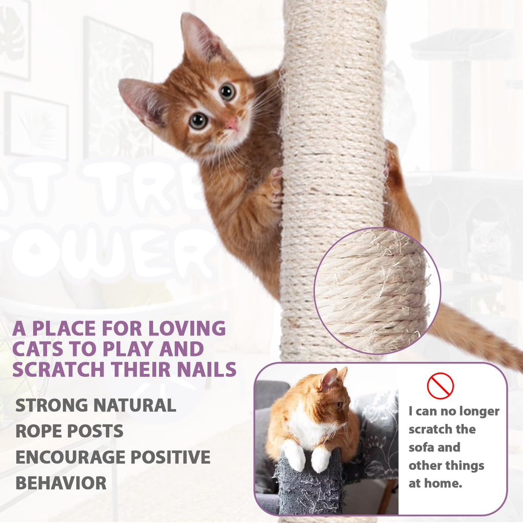70 Inches Multi-Level Cat Tree with Scratching Posts J779439