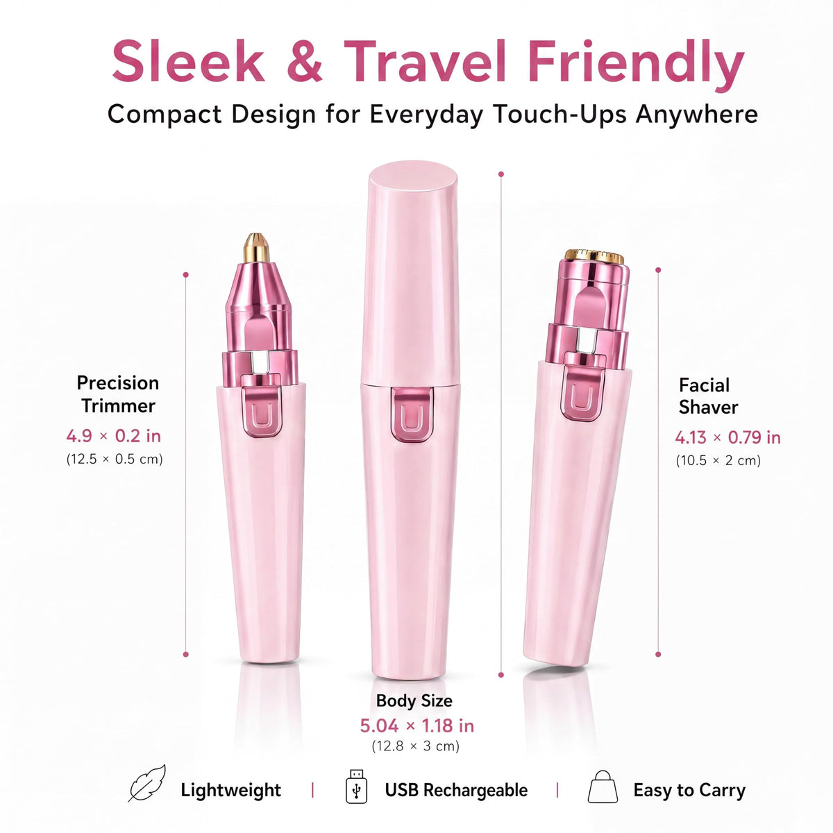 Pink USB Rechargeable Facial Hair Remover T547