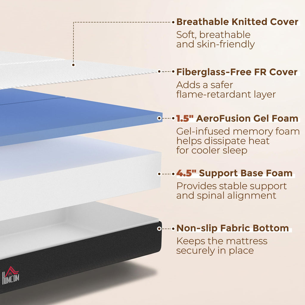 6 Inch Memory Foam Queen Trifold Mattress E827644