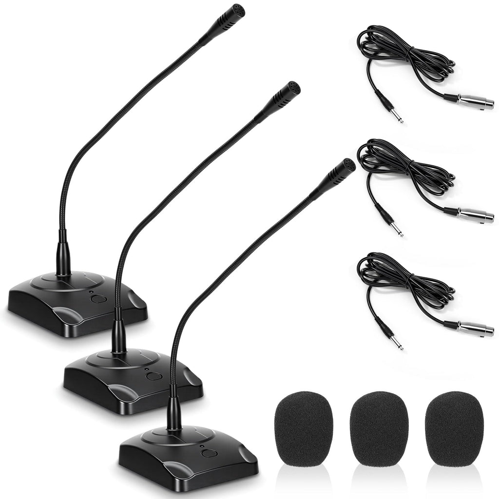 3 Pcs Gooseneck Wired Microphone with Base L522