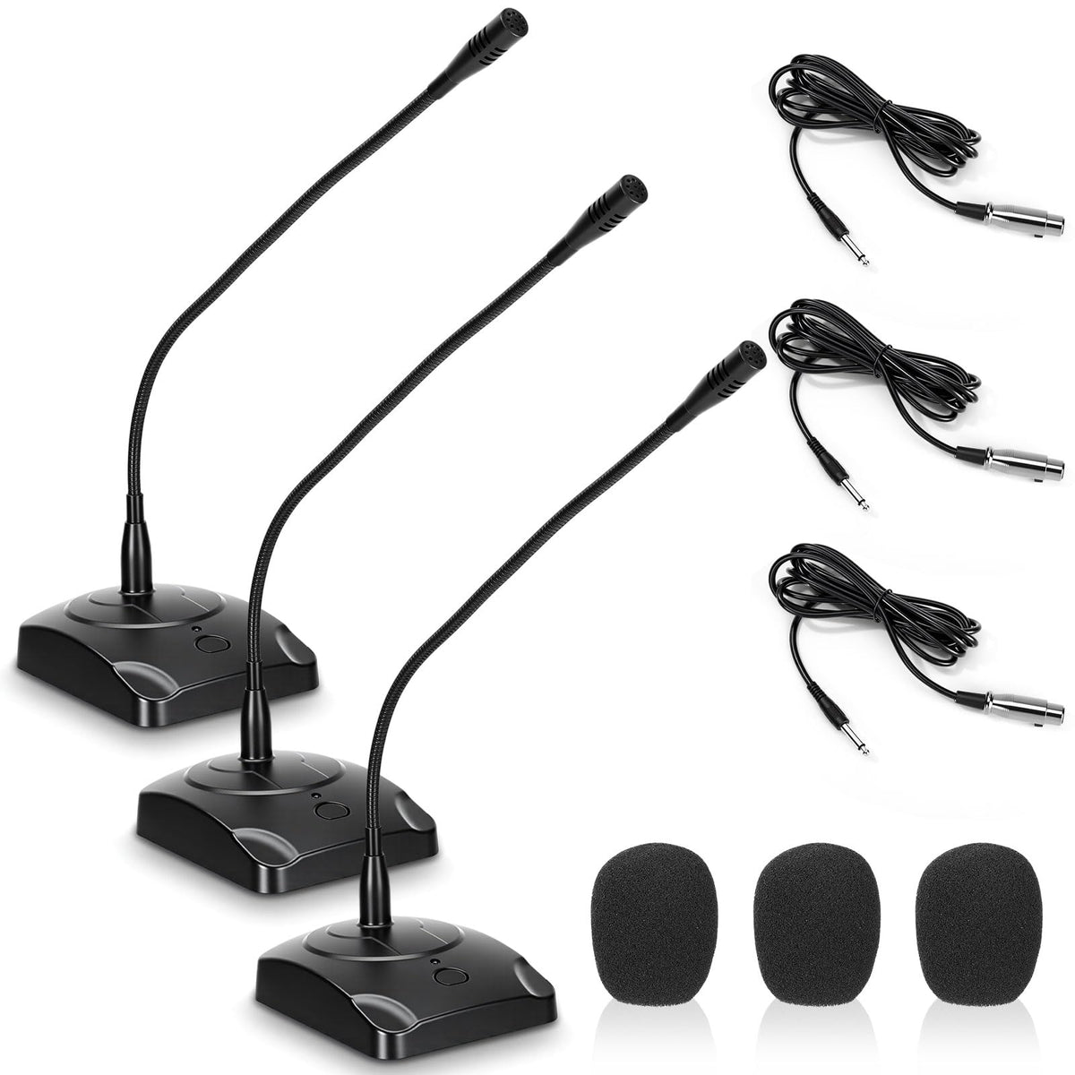 3 Pcs Gooseneck Wired Microphone with Base L522