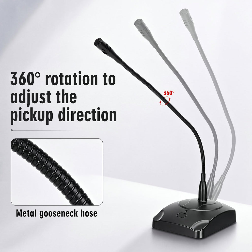 3 Pcs Gooseneck Wired Microphone with Base L522