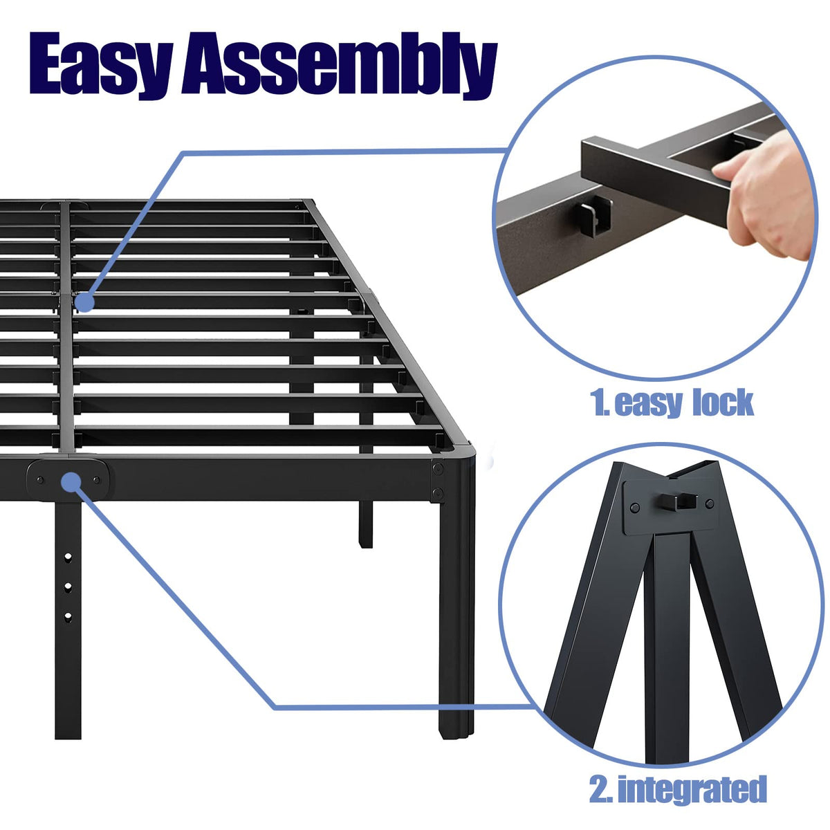 California King Heavy Duty Metal Platform Bed Frame with Round Corners D3236