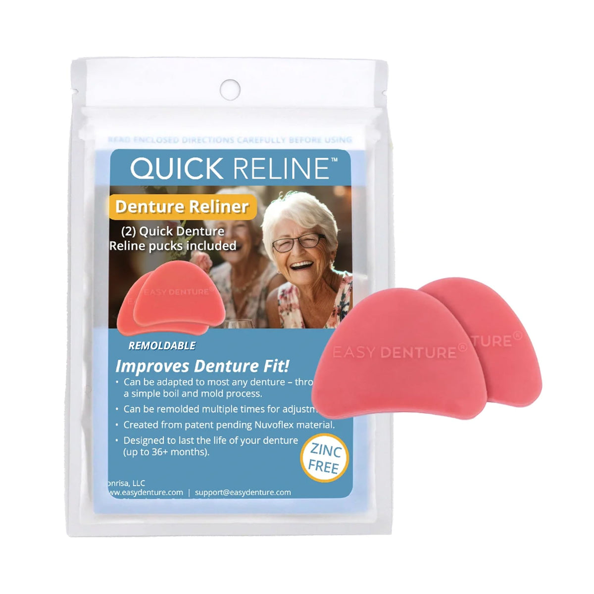 Boil & Fit Denture Reliner Kit with 2 Pucks, Zinc-Free R9083