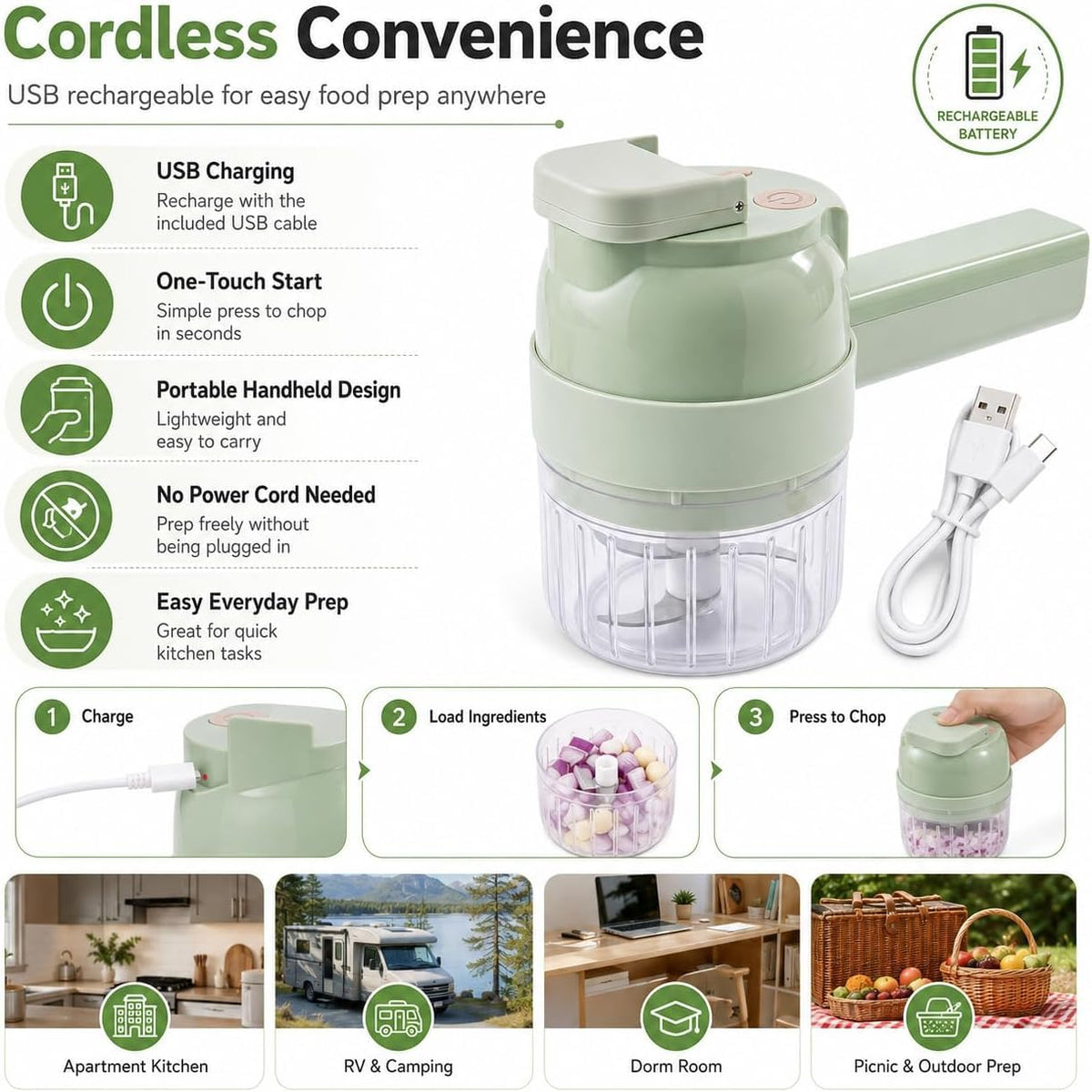 4 in 1 Handheld Electric Vegetable Chopper T520