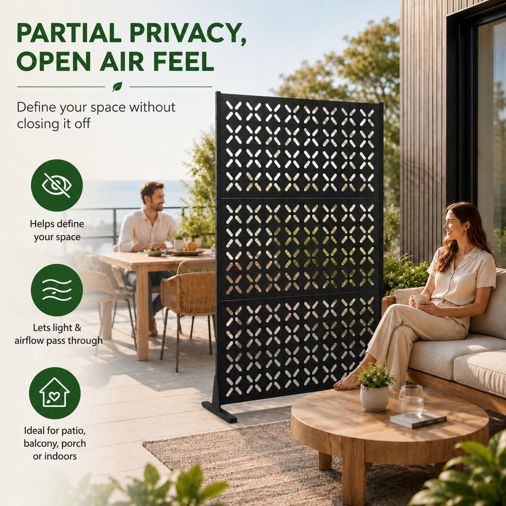 72" Decorative Metal Outdoor Privacy Fence Screen C945407