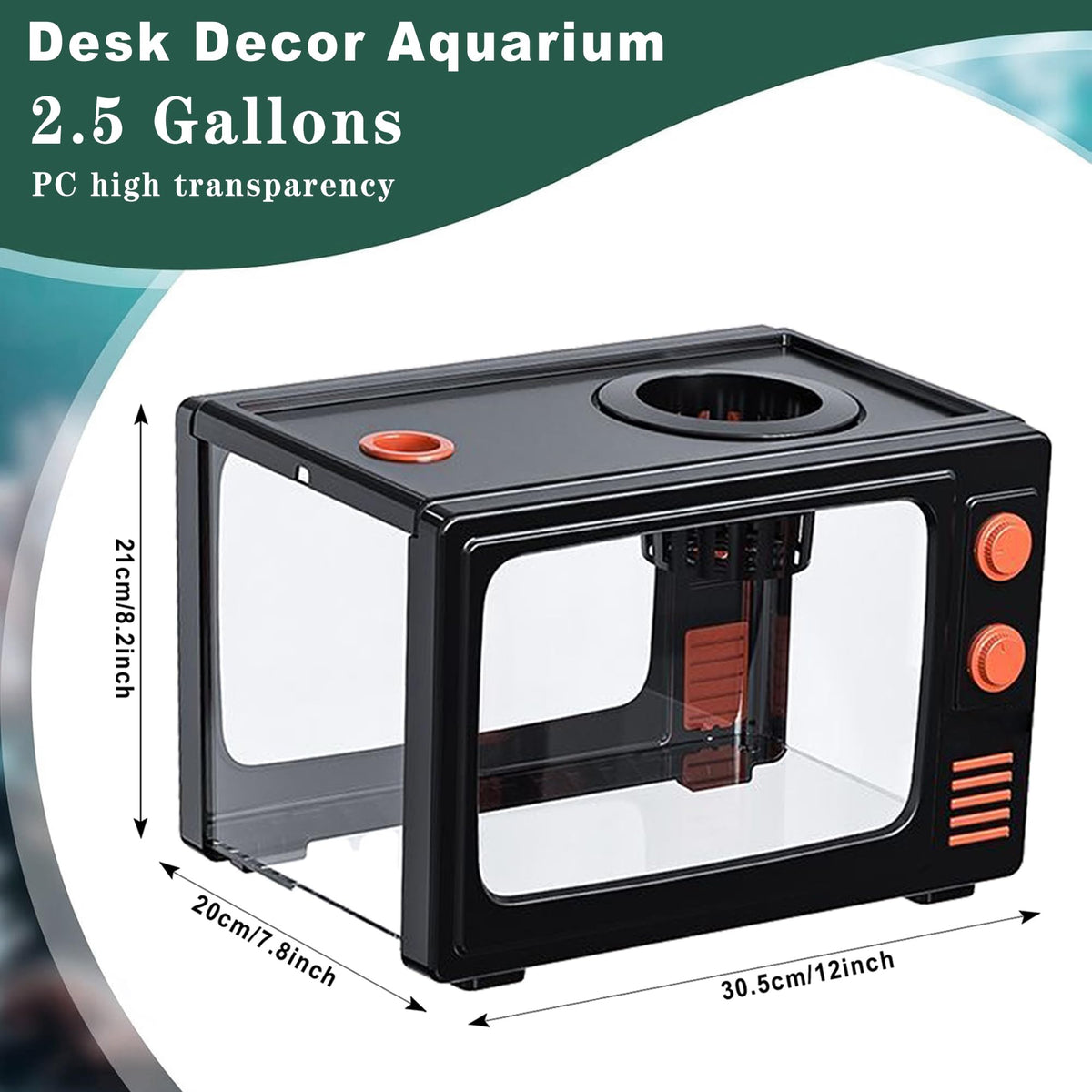 2.5 Gallon Fish Tank Kit with LED Lights, Filter & Plant Planter S593232