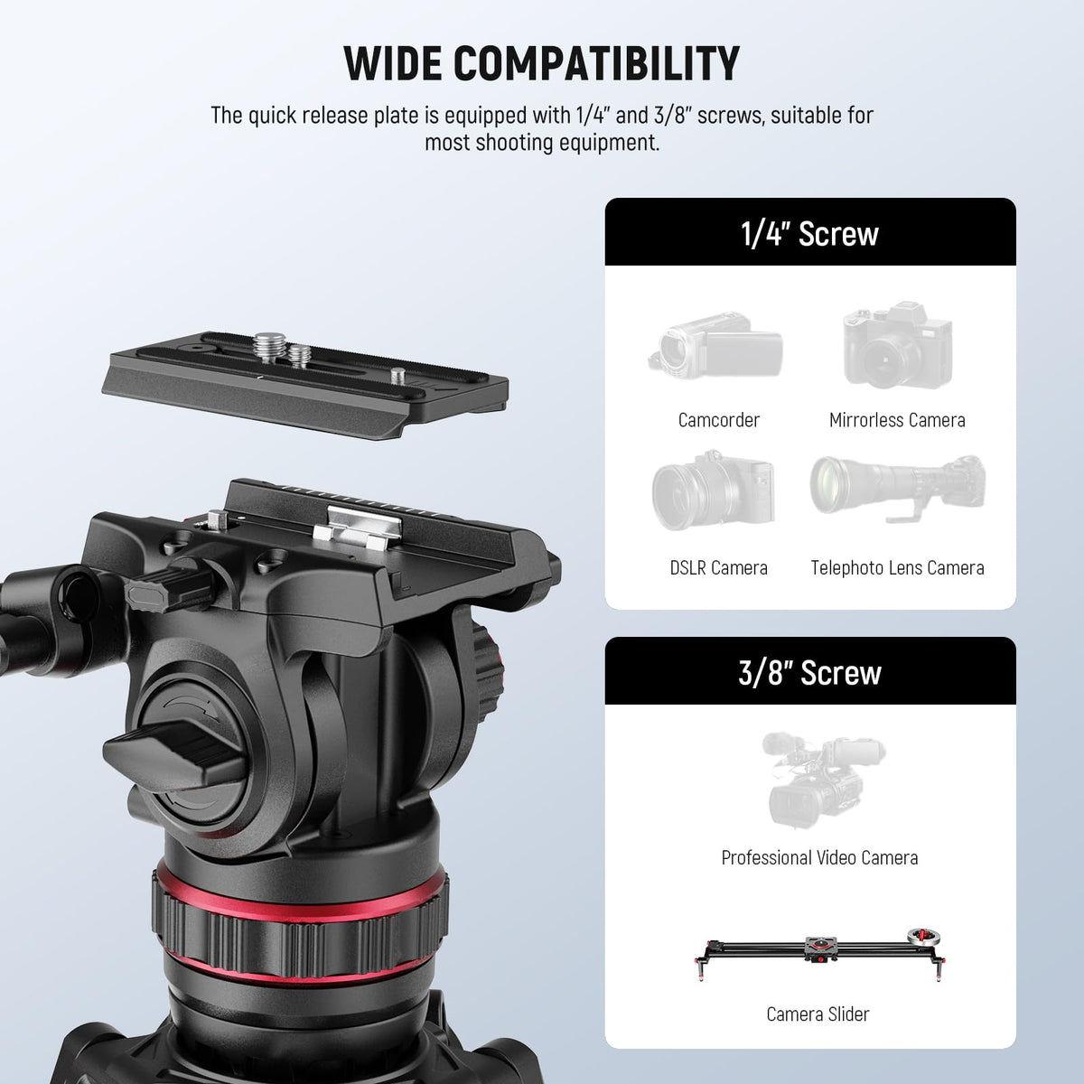 Carbon Fiber Video Camera Tripod with Fluid Head G633254