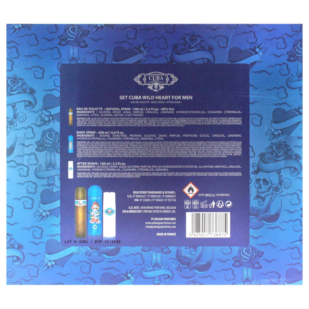 3 Pieces Eau de Toilette After Shave Body Spray Gift Set I9000