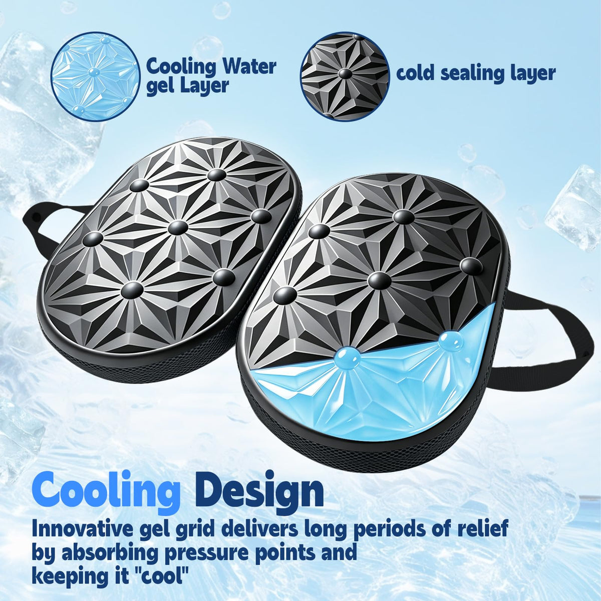 Foldable Cooling Gel Memory Foam Seat Cushion A366