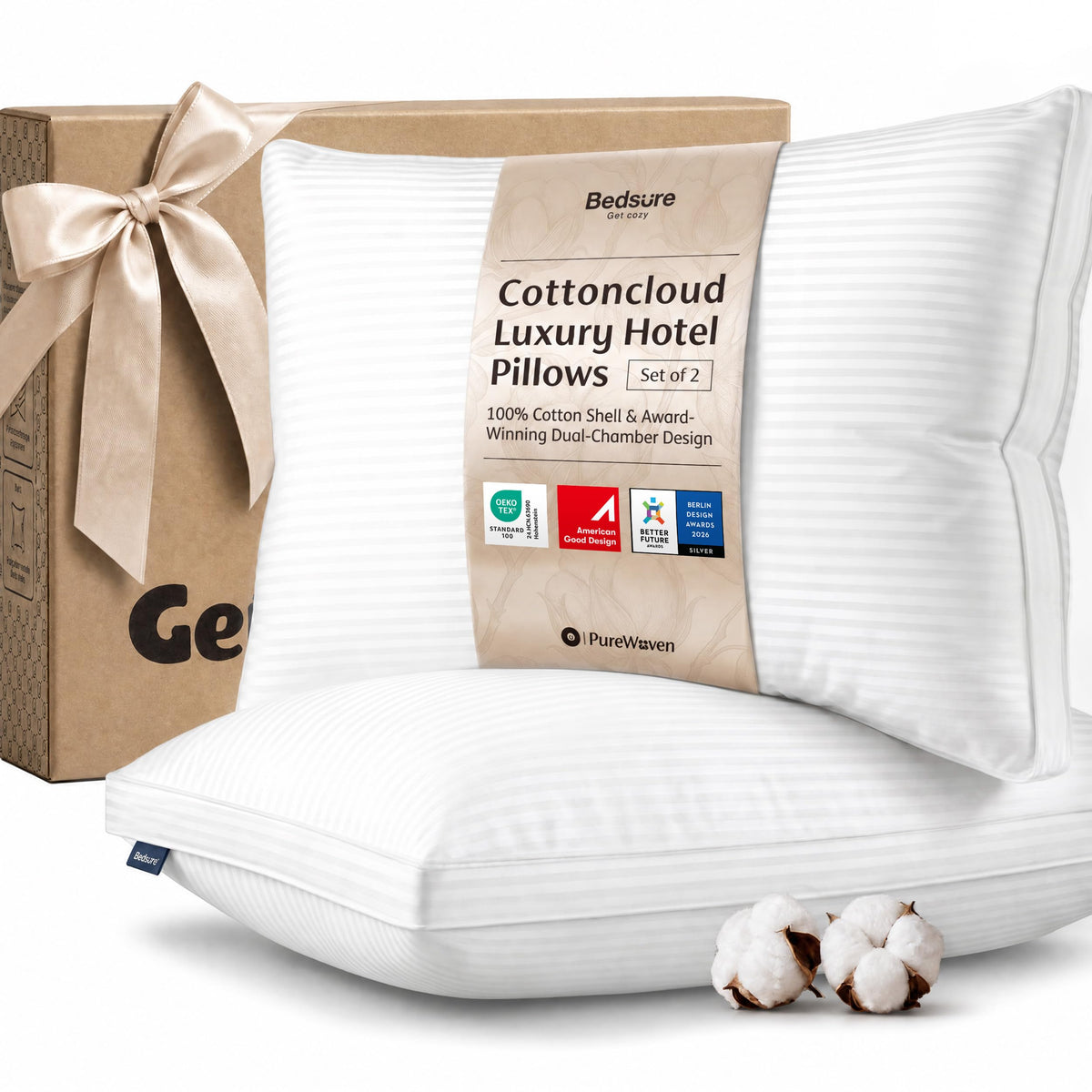 King Size Set of 2 Cotton Pillows U185229