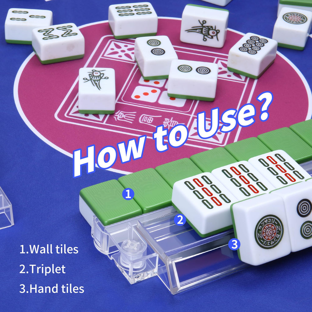 4-Piece Acrylic Mahjong Rack Set with Pushers G1979