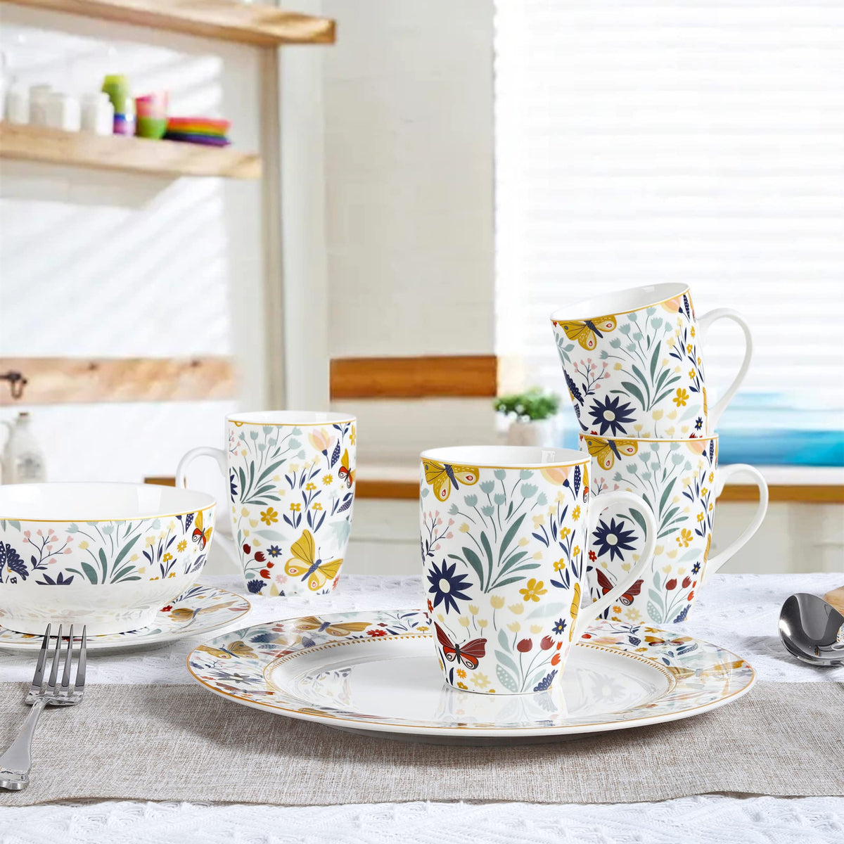 16 Piece Vintage Porcelain Dinnerware Set for 4 W31316