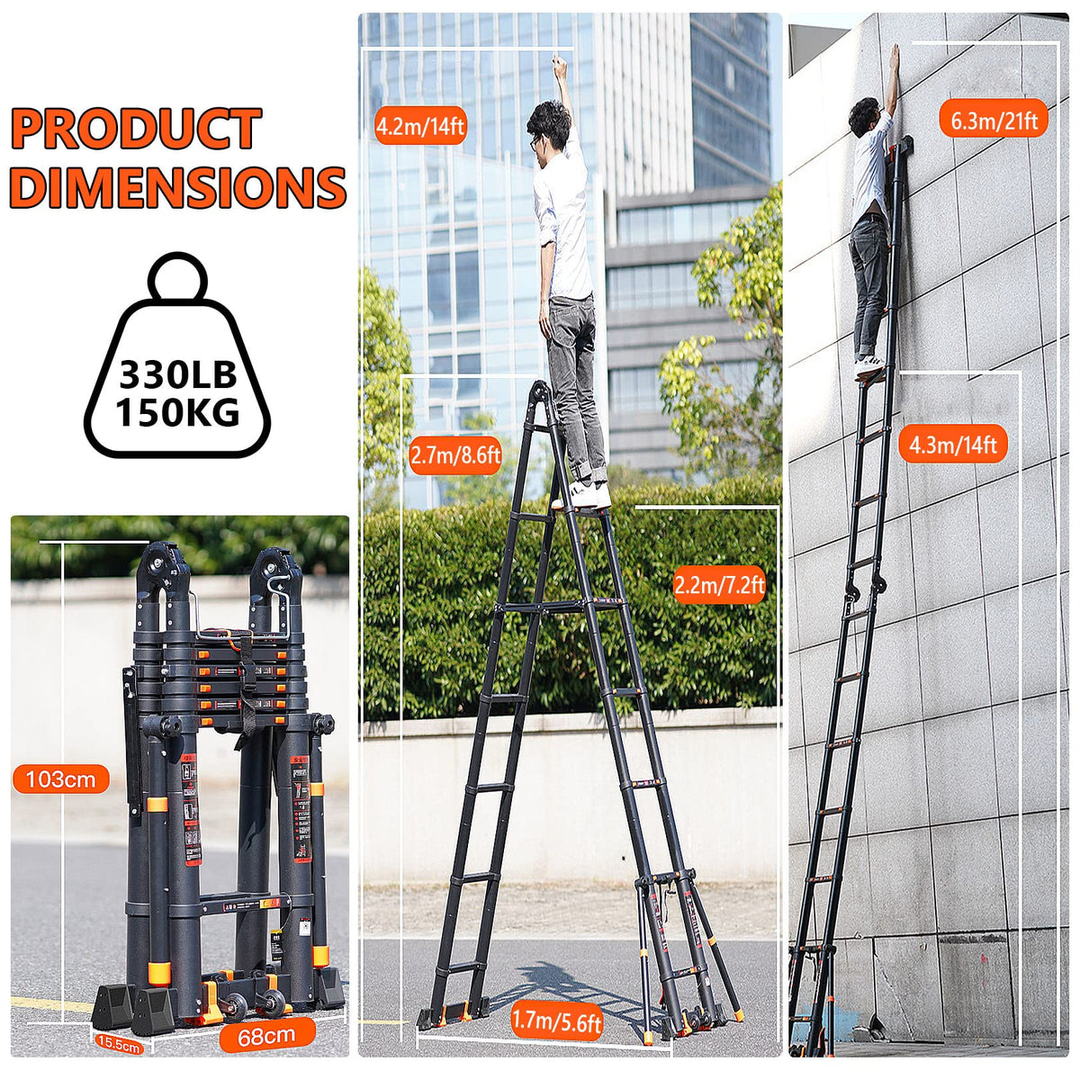 Aluminum Telescoping Ladder 330lbs T325572