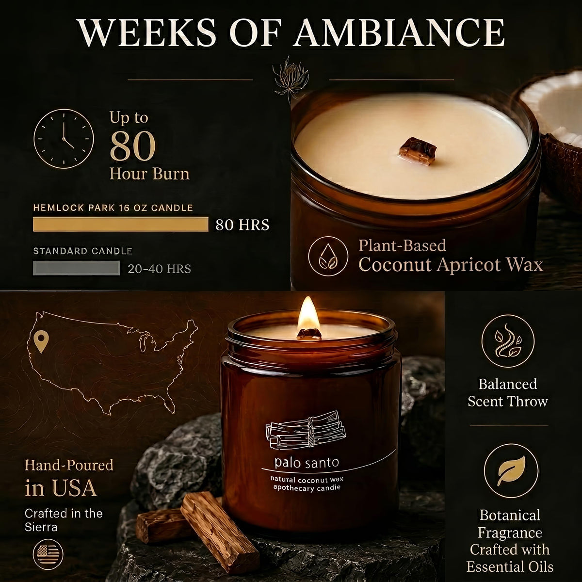 16 oz Wood Wick Candle T7787