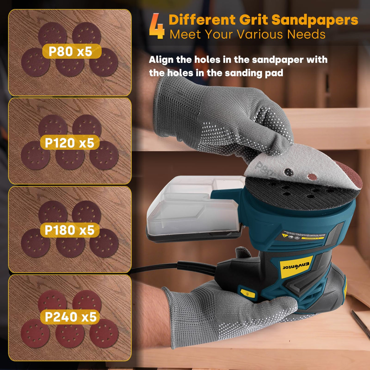 Orbital Sander with 6 Speeds, Dust Collection, 5 in, 3A Corded P436
