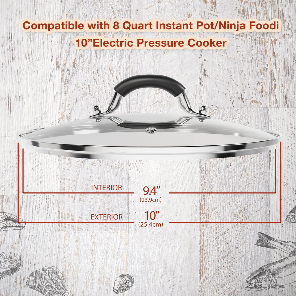 10 Inch Tempered Glass Lid with Silicone Handle Q571950